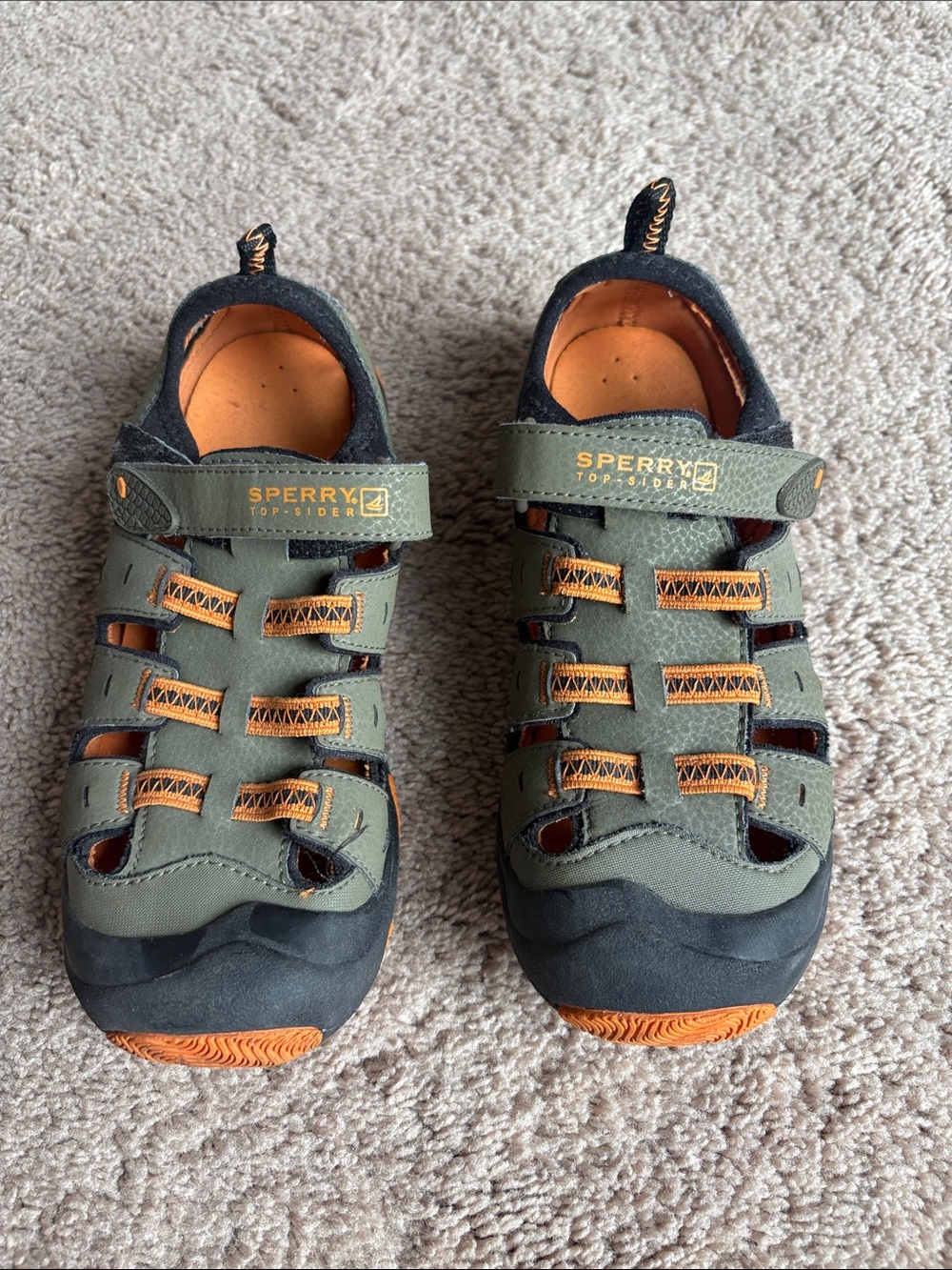 Sperry Kids Olive and Orange Closed-Toe Water Shoes